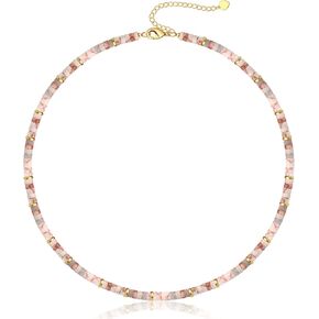 Choker Necklace for Women, Gemstone Beaded Necklace Choker Necklaces for Women Stocking Stuffers for Teens Gifts for Her Adjustable 14k Gold Anniversary Birthday Christmas Jewelry