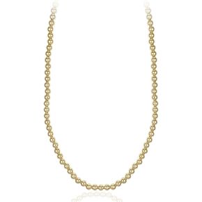 14kt Gold Filled 4 mm Beaded Necklace, Dainty Tarnish Free Jewelry for Woman, Waterproof to Wear Everyday During Daily Activity and Swimming