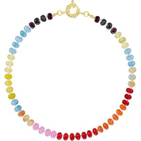 Beaded Gemstone Necklace for Women Boho Colorful Natural Stone Bead Necklaces