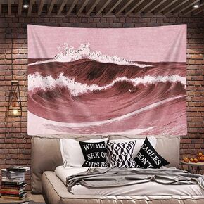 NYMB Ocean Tapestry Wall Hanging Pink Watercolor Ocean Waves Wall Art Tapestries, Japanese Anime Sea Wave Wall Decor Indian Tapestry for Bedroom Aesthetic Home Dorm, Wall Blacket