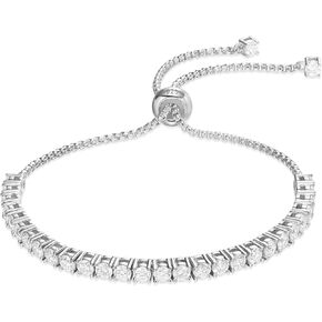 LOVE&LOVE Moissanite Tennis Bracelets for Women.D Color VVS1 Round Brilliant Cut Diamond Bracelet.18K White Gold Plated S925 Sterling Silver Adjustable Bracelet.Anniversary Jewelry Gifts for Girlfriend Wife Women Her