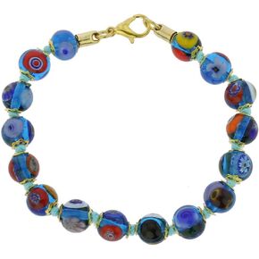 GlassOfVenice Murano Glass Mosaic Bracelet - Transparent Blue