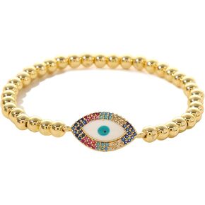 Evil Eye Bracelet, 14K Gold Plated Evil Eye Bracelets for Women Adjustable Charm Bracelets for Women CZ Evil Eye Bracelets Jewelry Gifts for Women