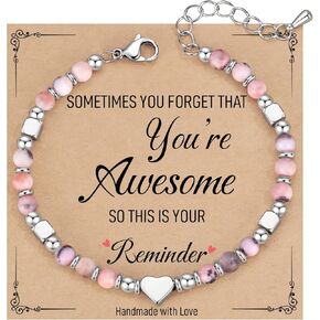 TONY & SANDY Tiny Bead Bracelets for Women, Sometimes You Forget You're Awesome Gifts, Unique Gifts for Women, Coworker, Mom, Daughter, Best Friend on Birthday Christmas Valentine's Easter