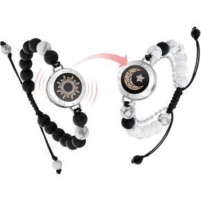 TOTWOO Long Distance Touch Bracelets for Couples, Vibration & Light up for Love Couples Bracelets | Long Distance Relationship Gifts for Girlfriend Bluetooth Pairing Jewelry