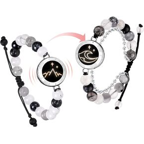 TOTWOO Long Distance Touch Bracelets for Couples, Vibration & Light up for Love Couples Bracelets | Long Distance Relationship Gifts for Girlfriend Bluetooth Pairing Jewelry