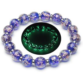 Firefly Beads Bracelet Glow in the Dark Beaded Bracelet Luminous Mermaid Glass Beaded Bracelets for Women Firefly Beads Stretch Bracelet for Women