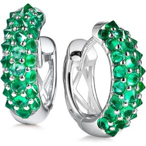 Small Gemstone Hoop Earrings For Women, 1.34ct 925 Sterling Silver Moissanite/Sapphire/Emerald/Ruby Huggie Hoop Earrings, Hypoallergenic Earrings, Birthstone Jewelry