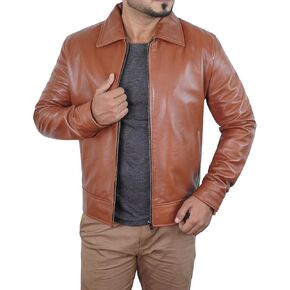 Real Lambskin Leather Jacket Mens - Vintage Collar Modern Soft Leather Motorcycle Jacket Men Outerwear