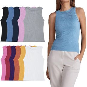 Women’s Undershirts (Pack of 12) Soft Cotton Blend Tank Tops, Tag Less A-Shirt Colorful Multipack Comfortable Fit