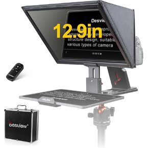 Desview T12s Teleprompter 12.9 inch, HD Mirror All Metal Liftable Teleprompters with Remote Control and App iOS/Android for DSLR/Camcorder/Webcam Wide Angle Camera Lens Video Shooting