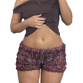 Y2K Ruffle Bloomer Shorts for Women Low Rise Frilly Boxer Shorts Gingham Plaid Leopard Tunnel Lolita Shorts
