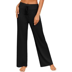 Ekouaer Women's Pajama Pants Wide Leg Yoga Pants Lounge Drawstring Pants Comfy Stretch Plaid Pj Bottoms