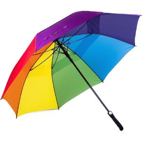 Parquet Rainbow Umbrella, Extra-Strong Golf Umbrella - Automatic Open, Windproof- Extra Strong & Large for 2 People, 2 Pack
