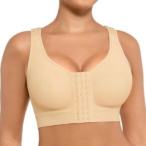 FeelinGirl Women Post Surgery Bra Front Closure Surgical Recovery Everyday Bra Wireless Mastectomy Bra with Adjustable Straps