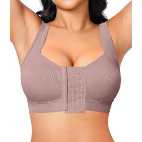 BRABIC Front Closure Post Surgery Compression Bras for Women Mastectomy Bra with Adjustable Straps Wirefree Bra