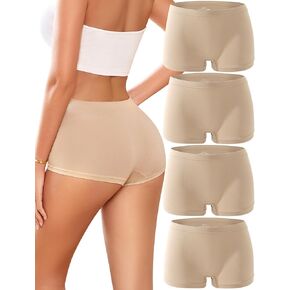 Boy Shorts Underwear for Women Seamless Boxer Shorts Underwear Soft Stretch Boyshort Panties 4 Pack