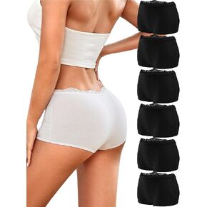 UNDER THE SEA Boy Shorts Underwear for Women Cotton Boxer Briefs Full Covreage Lace Boyshort Womens Panties 6 Pack