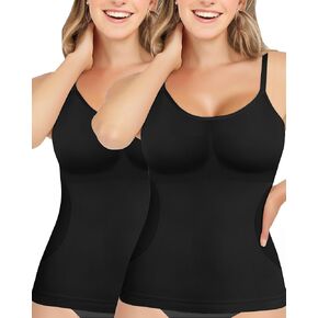AURUZA 2PCS Womens Shapewear Tummy Control Scoop Neck Camisole Tops for Women Seamless Compression Tank Top Plus Size