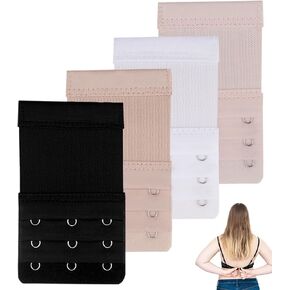 4Pcs Women's Bra Extenders 3 Hooks,Bra Extenders Plus Size,3 Hook Bra Extender,Soft Bra Band Extension Hook