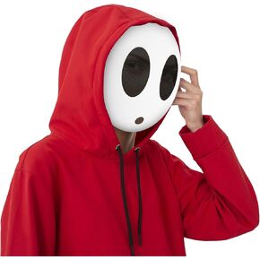 Shy Guy Mask for Halloween, Full Face Cosplay Mask for Kids Adult, White Costume Mask Masquerade Props Accessories for Party Supplies