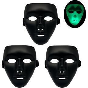 3 Pcs Black Masks, Halloween Masks for Kids and Adults, Cosplay Costume Makeup Masks for Halloween Prom Party