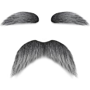 Mustache and Eyebrows, Funny Cosplay Costume Accessories,Self Adhesive Fake Beard Mustaches Bushy Eyebrows