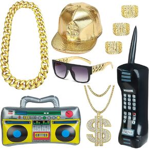RIOSO 80s 90s Hip Hop Costume Accessories for Men Women Rapper Costumes Outfits Halloween Cosplay