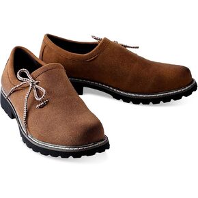 Cuffbow Lederhosen Shoes for Men Oktoberfest Costume Boots Authentic German Lederhosen Suede Leather Shoes Brown Casual Boots