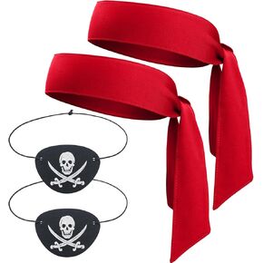 ONUPGO Halloween Pirate Accessories Pirate Party Favors Supplies for Men Women Include Pirate Head Tie Pirate Eye Patches