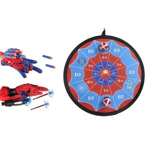 2 Sets Spider Gloves Man Web Shooters Dart Board Toys Sticky Balls for Kids, Hero Cosplay Kids Launcher Toys Set for Birthday Party Christmas Halloween