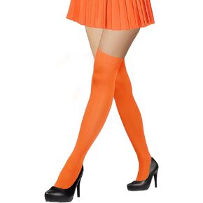 akiido Orange Knee High Socks, Thigh High Stockings Socks, Knee High Socks, Halloween Socks for Woman Girl Halloween Costume Cosplay