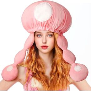 Farochy Halloween Mushroom Hat Adult Mushroom Hats for Women Pink White Spotted Mushroom Hats Cosplay