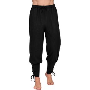 Spooktacular Creations Men Medieval Renaissance Pants, Ankle Banded Pirate Pants, Viking Costume Men for Halloween Party