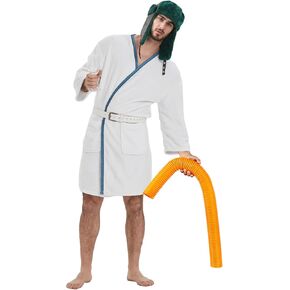 Christmas Vacation Cousin Eddie Costume - White Robe Belt Pipe Hat Set from Christmas Vacation for Halloween Christmas Costume Cosplay Set