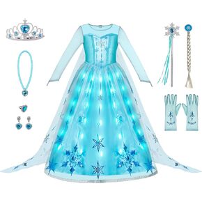 Spooktacular Creations Halloween Kids Ice Princess Dresses, Light-Up Princess Costume for Girls, Sequin Gown for Birthday