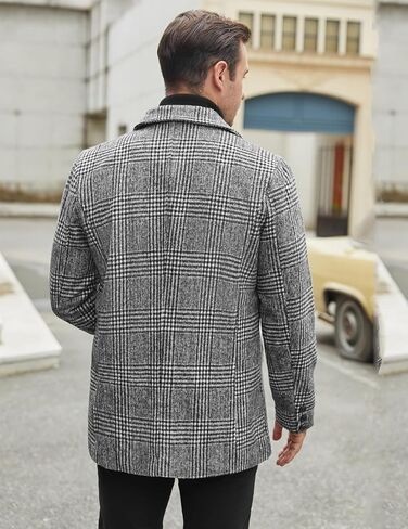 COOFANDY Men's Double Breasted Pea Coat Winter Overcoat Short Trench Coat Notched Collar in Saudi Arabia