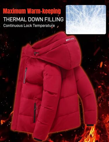 Flygo Puffer Jacket Men Winter Coats Waterproof Down Jackets Thicken Insulated Hooded Quilted Parka Snow Jacket in Saudi Arabia