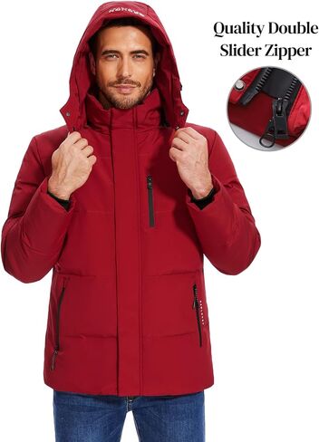 Flygo Puffer Jacket Men Winter Coats Waterproof Down Jackets Thicken Insulated Hooded Quilted Parka Snow Jacket in Saudi Arabia