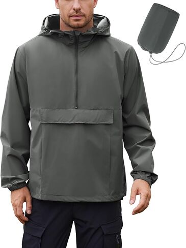 COOFANDY Men's Packable Waterproof Rain Jacket Lightweight Pullover Raincoat With Hood For Hiking Travel Running in Kuwait