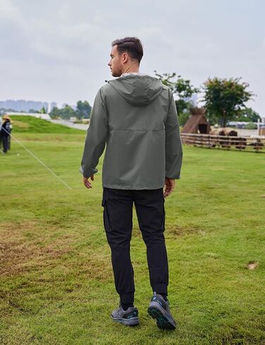 COOFANDY Men's Packable Waterproof Rain Jacket Lightweight Pullover Raincoat With Hood For Hiking Travel Running in Kuwait