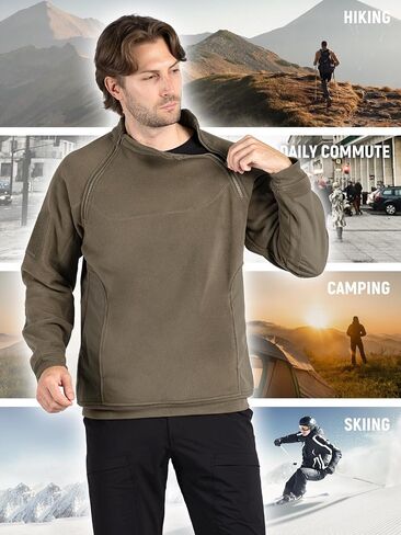 FREE SOLDIER Men's Tactical Fleece Pullover Jacket Heavyweight Sherpa Lined Sweatshirt Winter Coat in Saudi Arabia