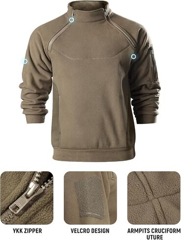 FREE SOLDIER Men's Tactical Fleece Pullover Jacket Heavyweight Sherpa Lined Sweatshirt Winter Coat in Saudi Arabia