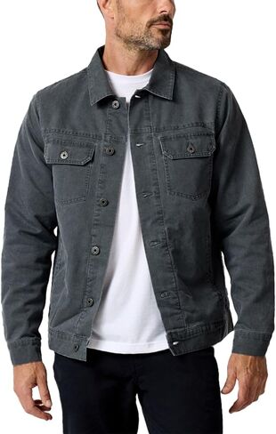 INTO THE AM Tradesman Trucker Jacket Men S-4XL Flannel Lined Workwear Cotton Canvas Jacket in Kuwait