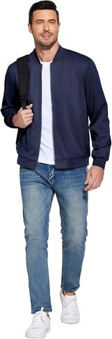 COOFANDY Men's Bomber Jacket Lightweight Casual Spring Fall Textured Jackets Baseball Varsity Coats with Pocket in Saudi Arabia