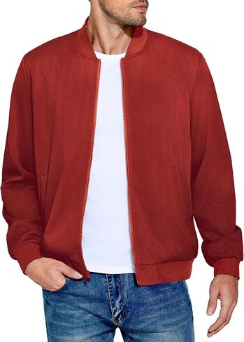 COOFANDY Men's Bomber Jacket Lightweight Casual Spring Fall Textured Jackets Baseball Varsity Coats with Pocket in Saudi Arabia