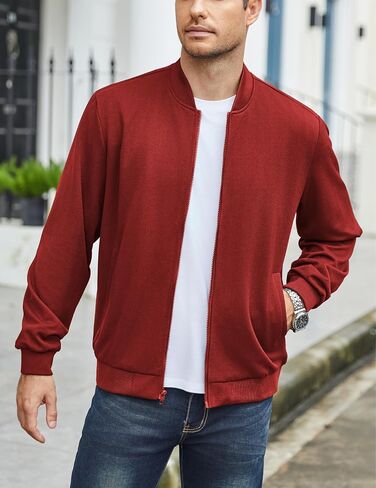 COOFANDY Men's Bomber Jacket Lightweight Casual Spring Fall Textured Jackets Baseball Varsity Coats with Pocket in Saudi Arabia