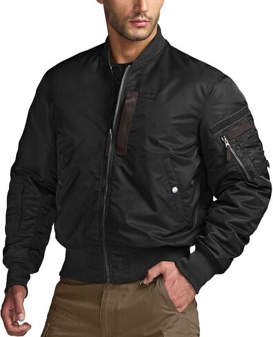 CQR Men's Casual Bomber Jacket, Outdoor Fall/Winter Zip-Up Windbreaker, Water Resistant Padded MA-1 Flight Jacket with Pocket in Saudi Arabia