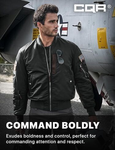 CQR Men's Casual Bomber Jacket, Outdoor Fall/Winter Zip-Up Windbreaker, Water Resistant Padded MA-1 Flight Jacket with Pocket in Saudi Arabia
