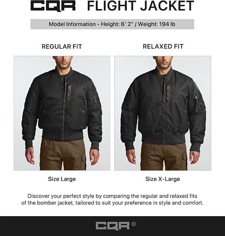 CQR Men's Casual Bomber Jacket, Outdoor Fall/Winter Zip-Up Windbreaker, Water Resistant Padded MA-1 Flight Jacket with Pocket in Saudi Arabia